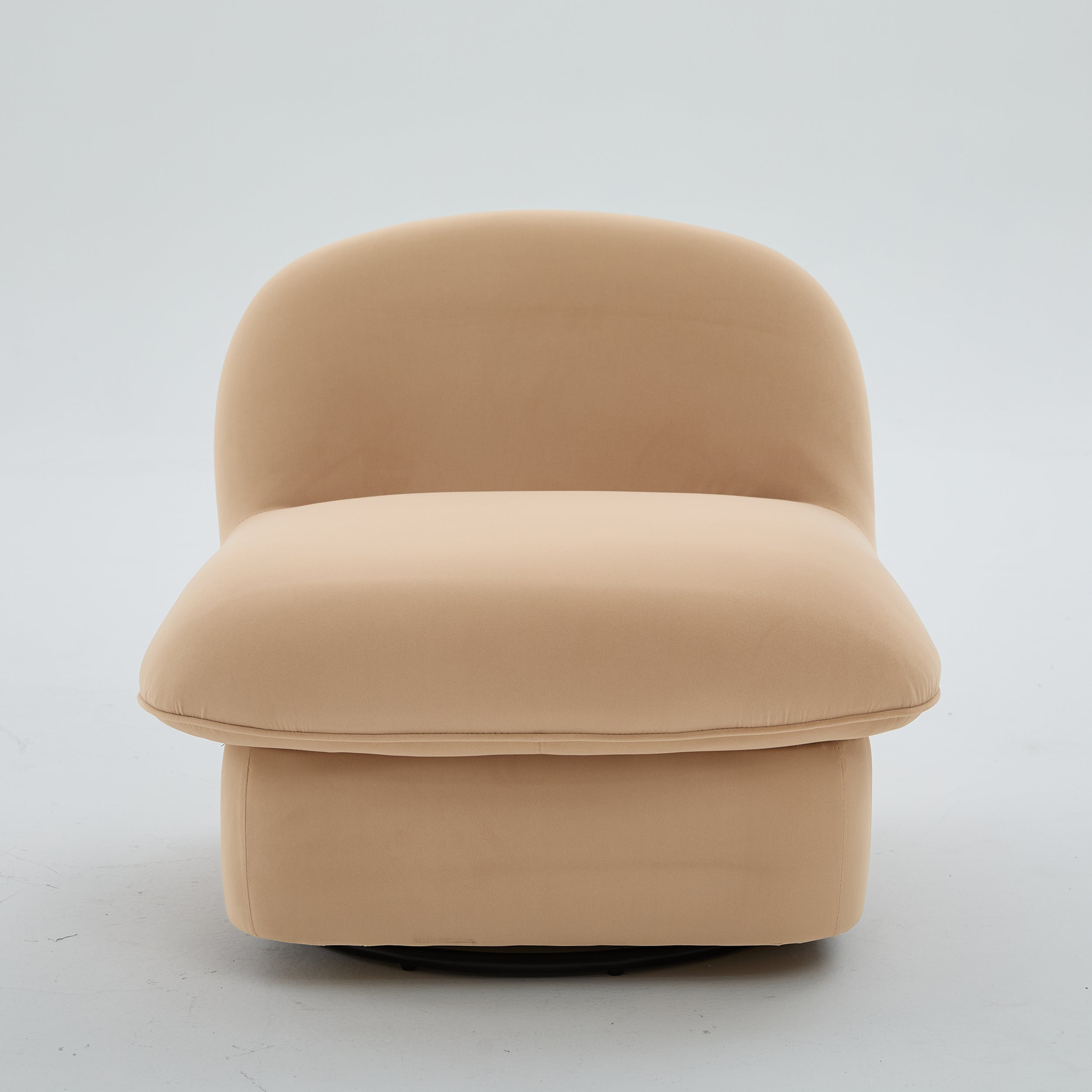 Swivel Accent Chair 360 Degree Khaki Pumpkin-Shape Foam Spring Metal Base