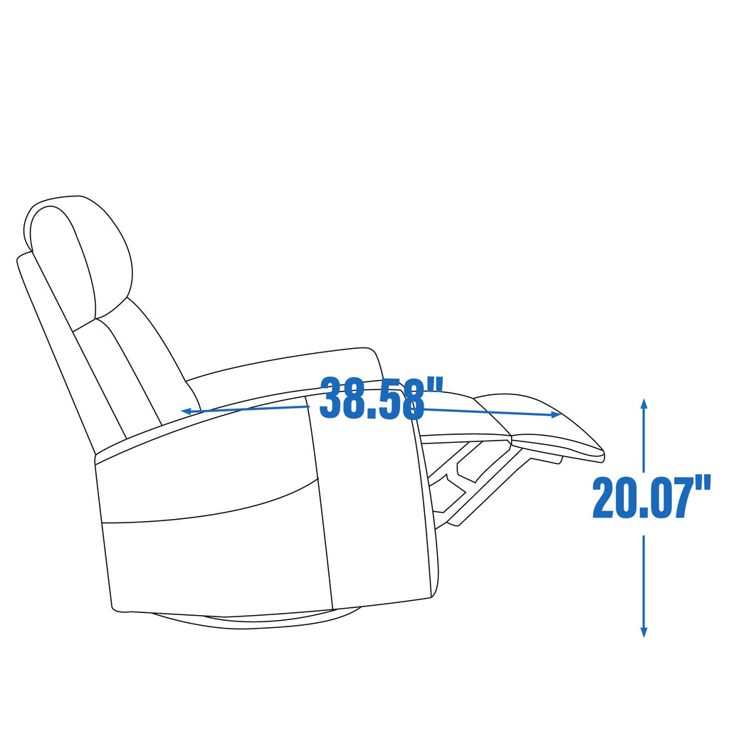 Heat Massage Manual Recliner Chair with Rocker and Swivel in Fabric for Living Room, Grey