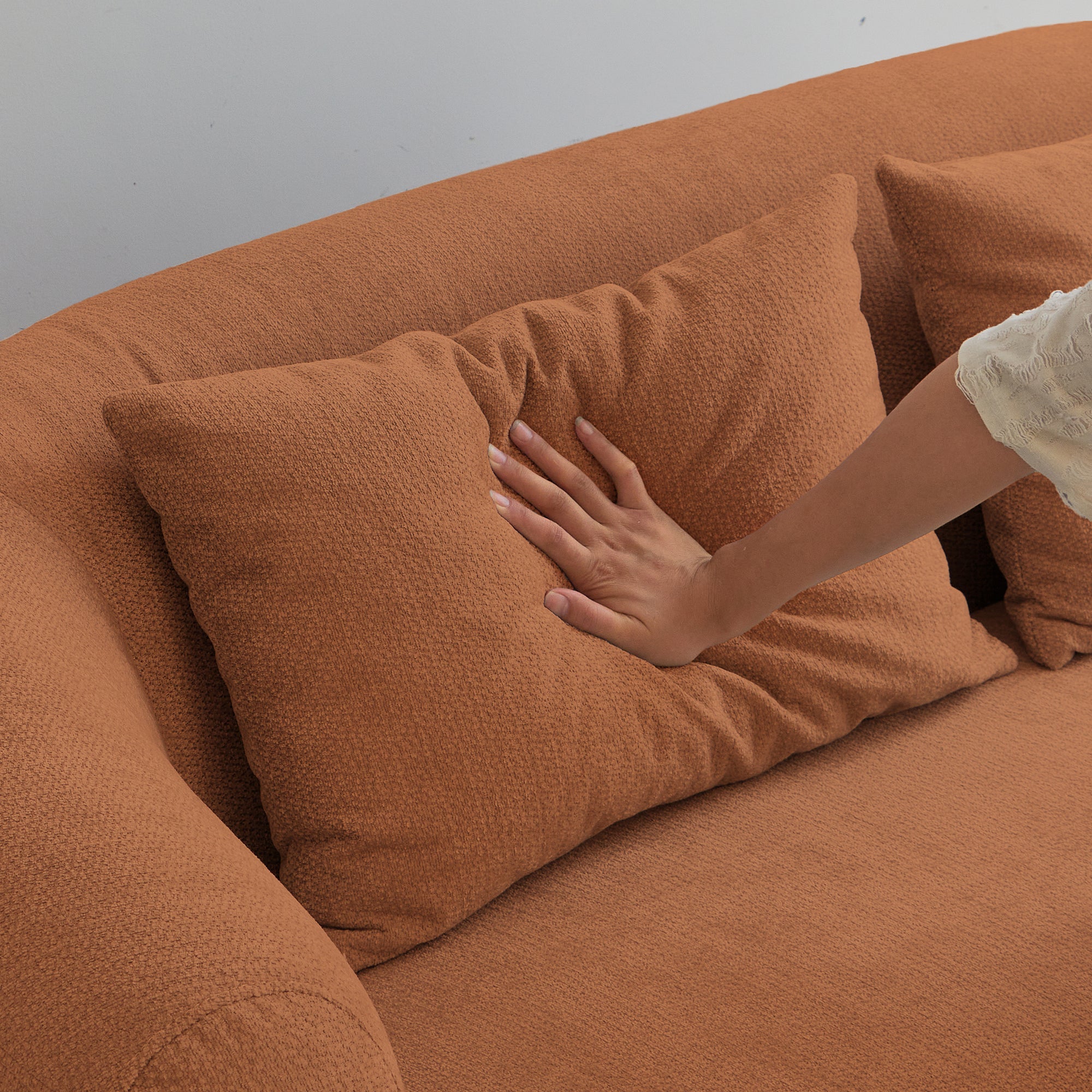 Loveseat Memory Foam Chenille Orange 2-Seat No Assembly Required 67.32 In