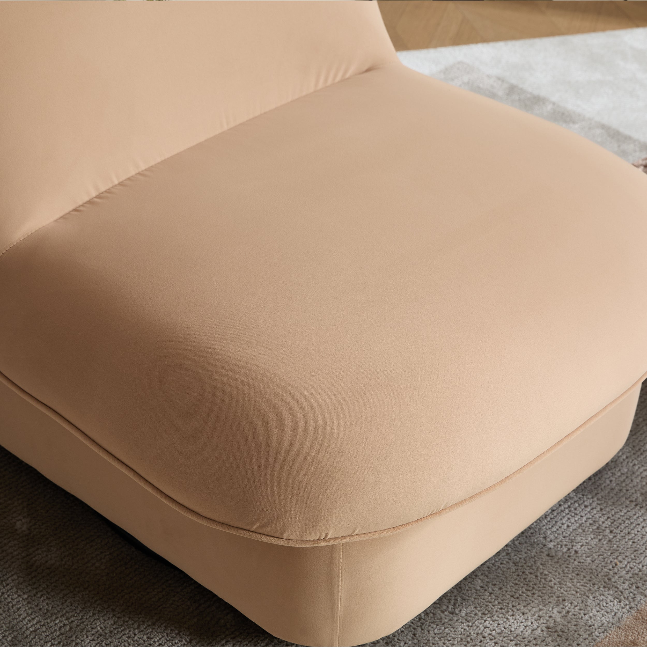 Swivel Accent Chair 360 Degree Khaki Pumpkin-Shape Foam Spring Metal Base