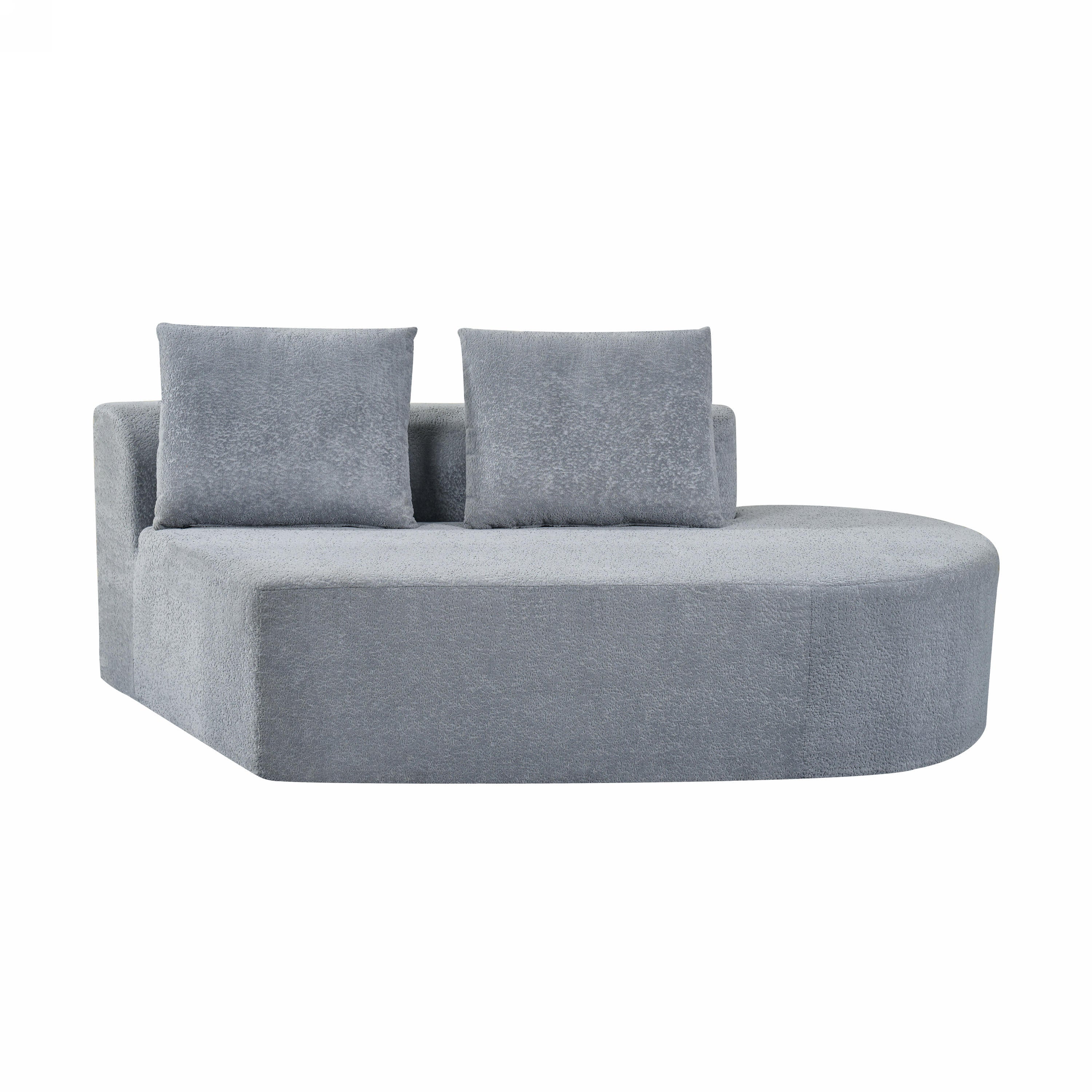 116' Modern Curved Sectional Sofa with High-Density Fully Compressed Sponge and Chaise Lounge, Pearl Upholstery, 2-Piece Set, Fully Assembled Right Hand Facing, Perfect for Living Room, Lounge