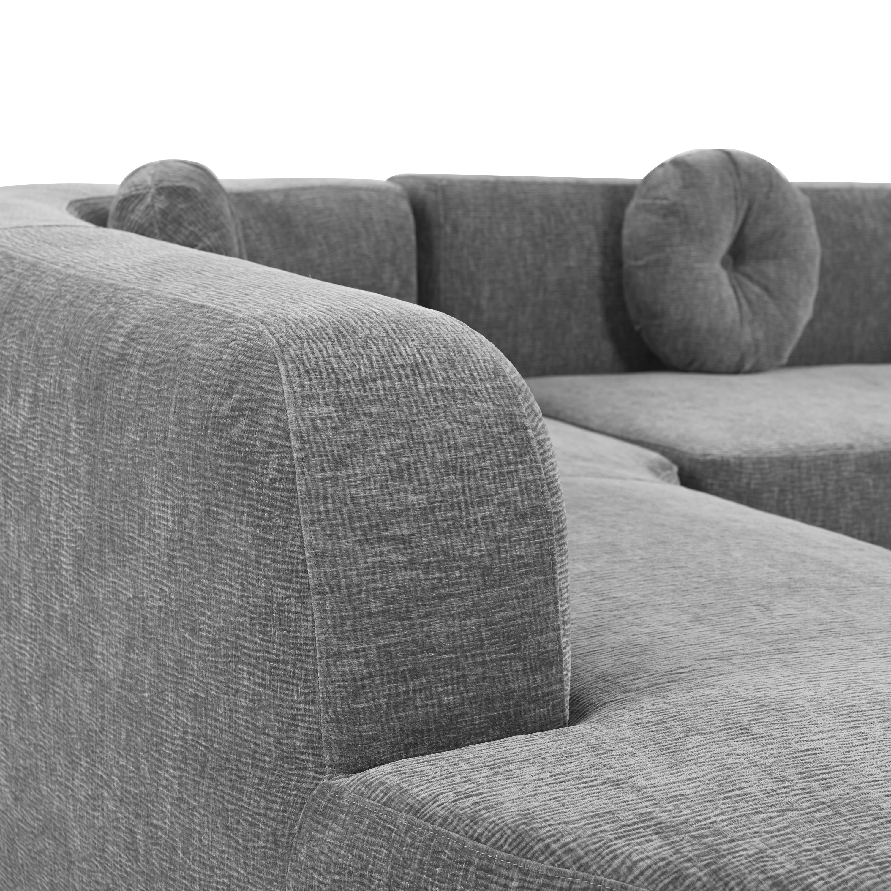 Sofa Sectional Modern Curved Design Soft Fabric Upholstery Roomy 122 Inch Length