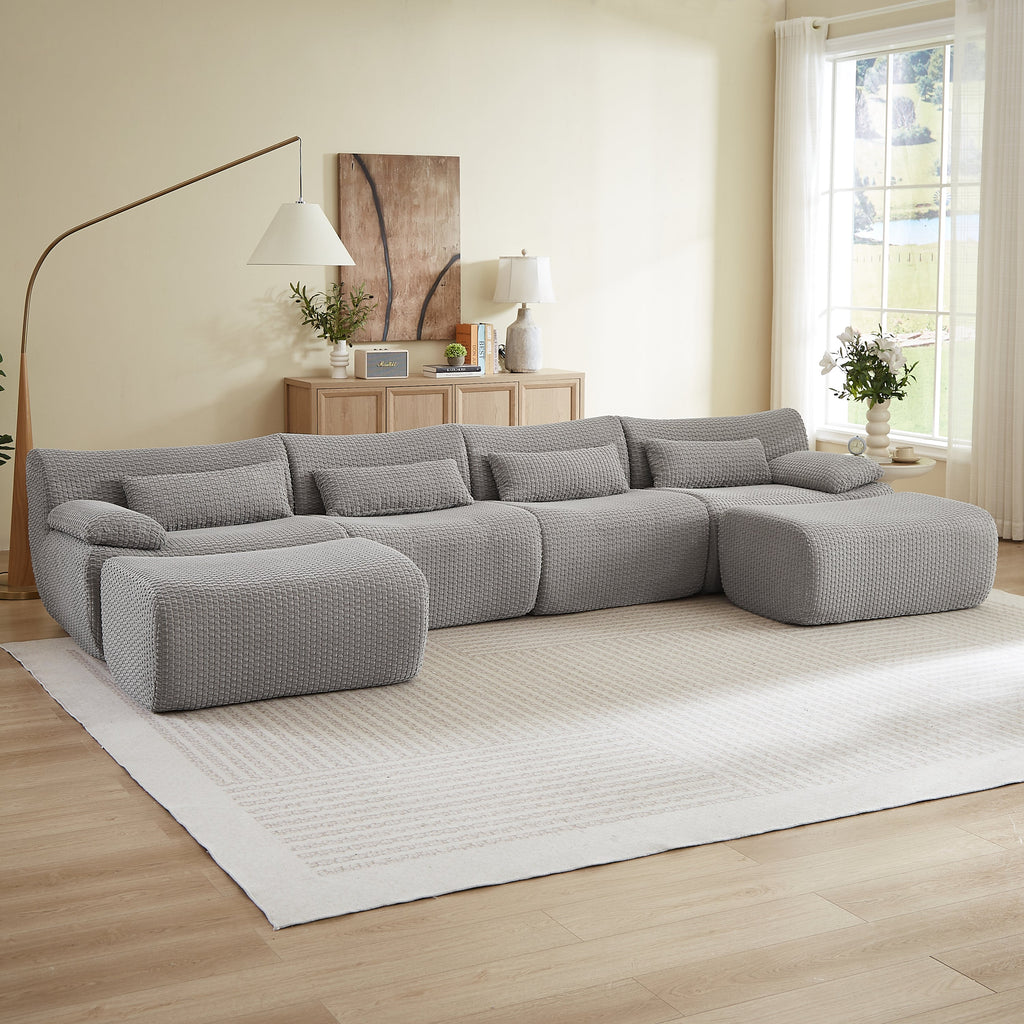 Sectional Sofa U Shaped Convertible with Ottoman