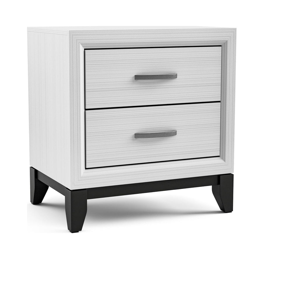 Two Tone Nightstand with 2 Drawers, Wooden Legs, White Finish, Bedroom