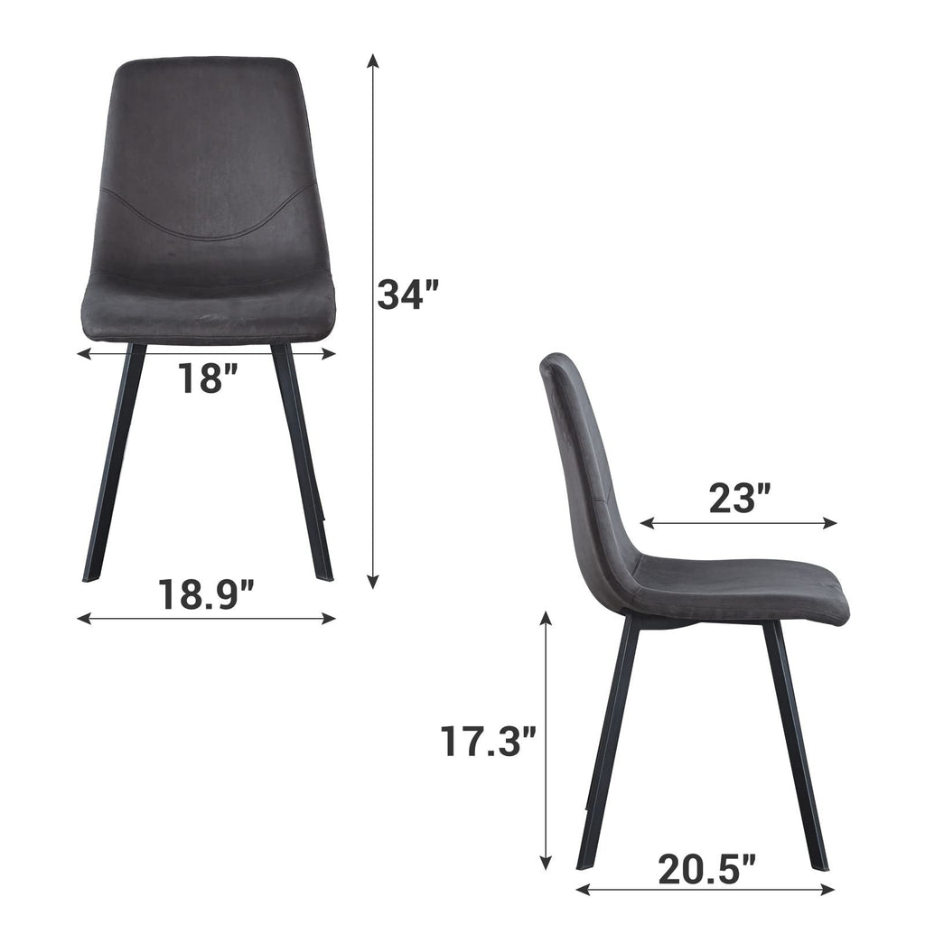 Dining Chair Mid-Century Modern Velvet Gray Metal Legs Set of 2