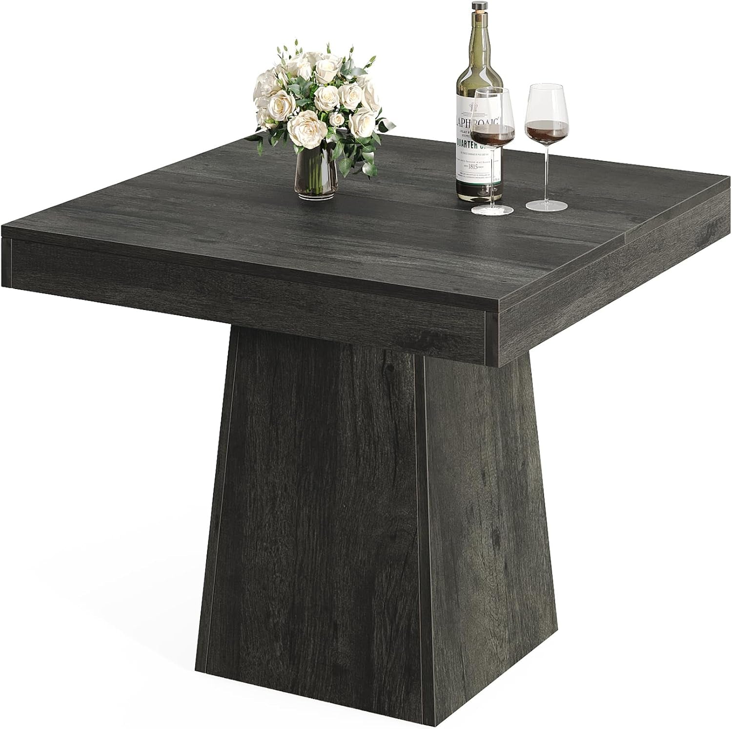 Gray Square Dining Table 31.5 Inch Waterproof Top Seats 4