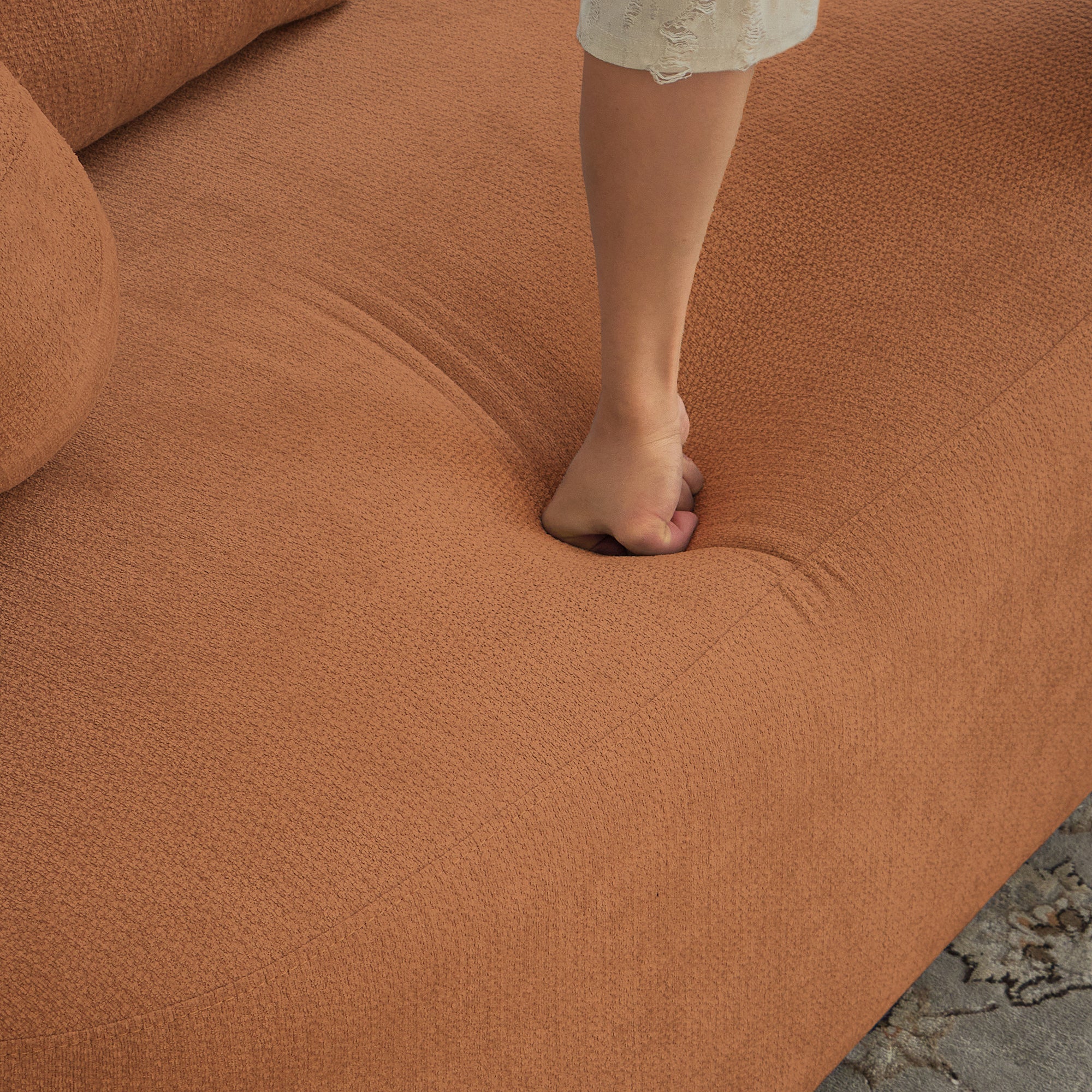 Loveseat Memory Foam Chenille Orange 2-Seat No Assembly Required 67.32 In