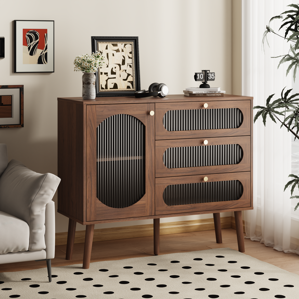 Chest of Drawers 3-Drawer Natural Particle Board 4 Legs 39.37x31.69 In
