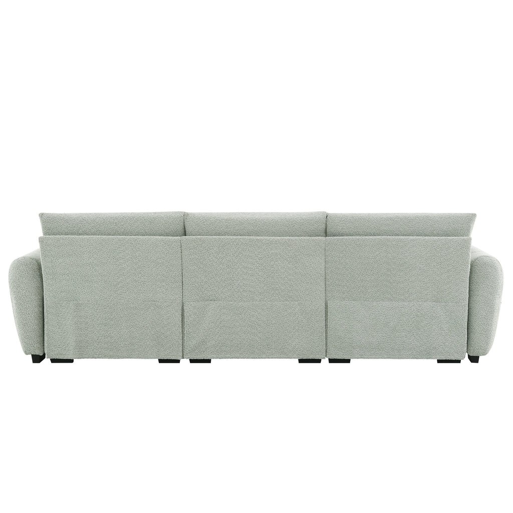 Sectional Sofa L-Shaped Boucle with Movable Ottoman Extra-Large Seat 3 Colors