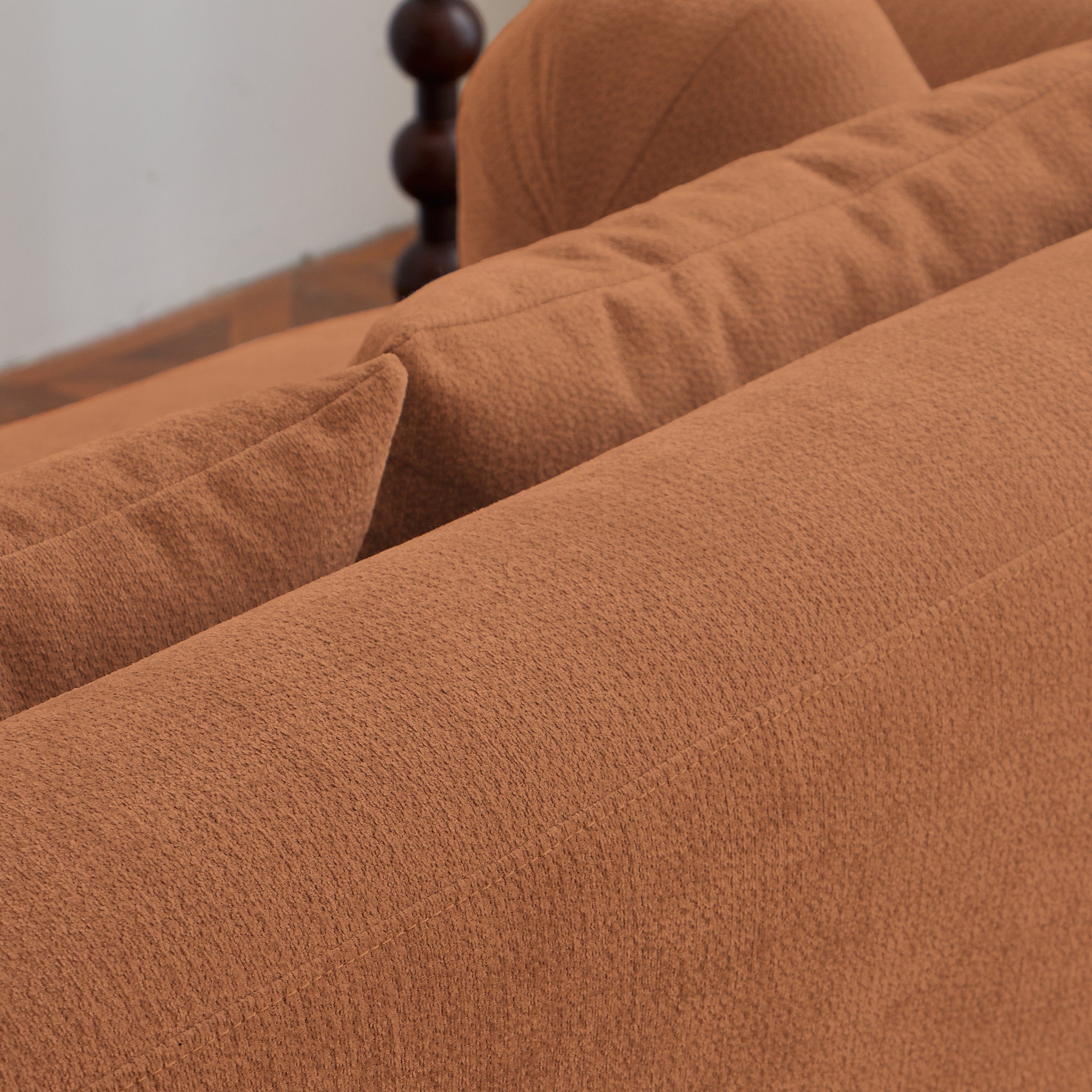 Loveseat Memory Foam Chenille Orange 2-Seat No Assembly Required 67.32 In