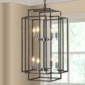 Chandelier 8-Light Black Chrome Geometric Industrial Metal Pendant 18 In