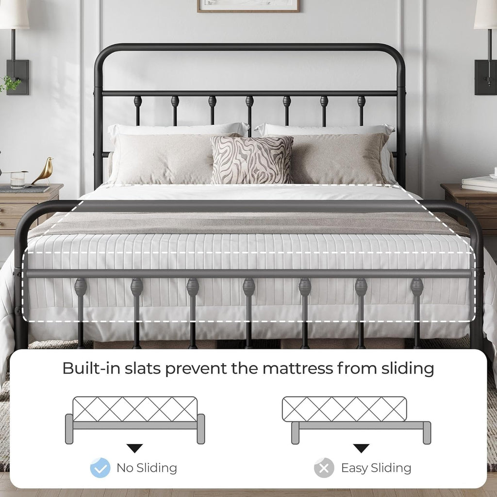 Queen Size Metal Platform Bed Frame With Storage Black