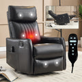 Black Faux Leather Massage Recliner Chair w/ Heat Rocker Swivel