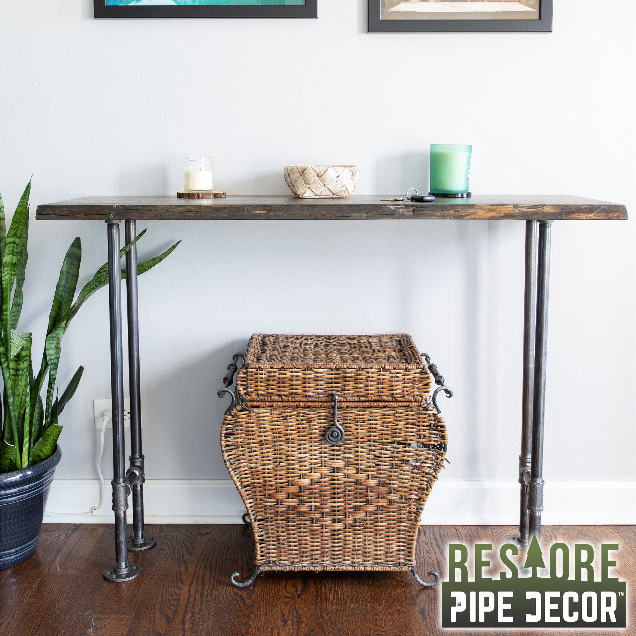 RESTORE Trail Brown Solid Live Edge Wood Console Table