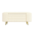 Storage Ottoman Modern Oval Beige Chenille with Metal Legs 44.9l X 18.3W X 18.5h