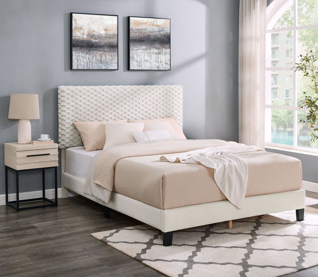 Findlay 2-Piece Bedroom Set, Plush 3D Upholstered Bed with Nightstand, Full