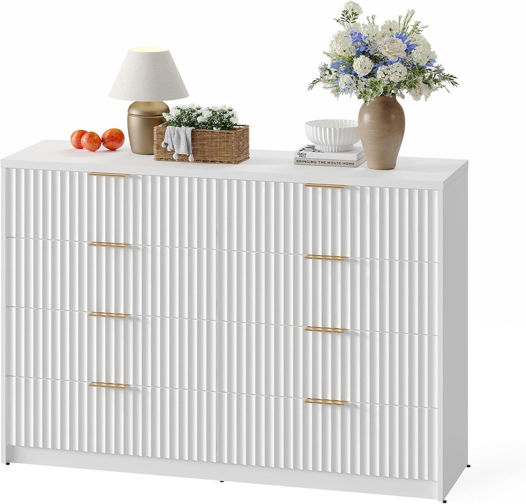 White Solid Maple Dresser Anti Tip LargeCapacityDrawers