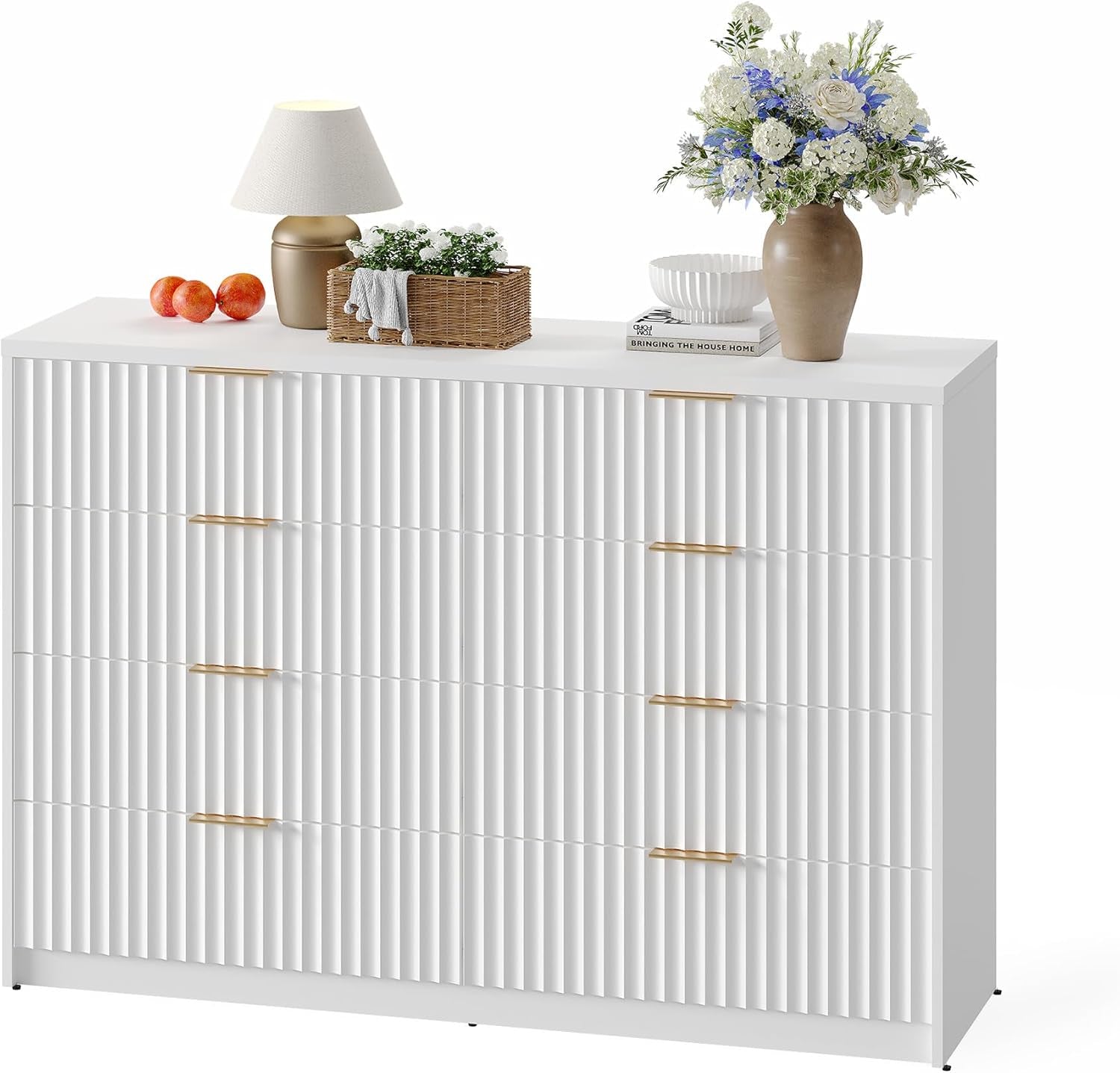 White Solid Maple Dresser Anti Tip LargeCapacityDrawers