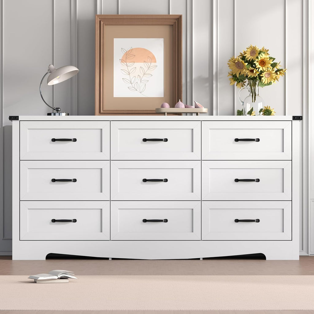 White 59 Inch Premium Modern Multicompartment Dresser