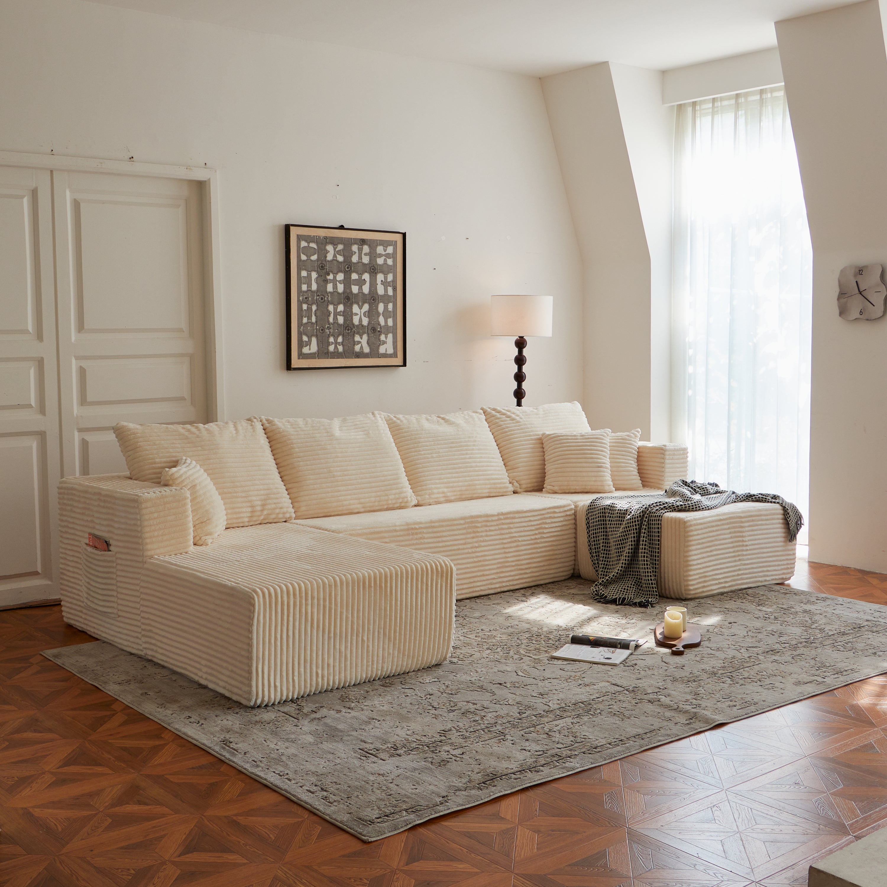 Sectional Sofa U Shape Cloud Modular Deep Seat Upholstered No Assembly