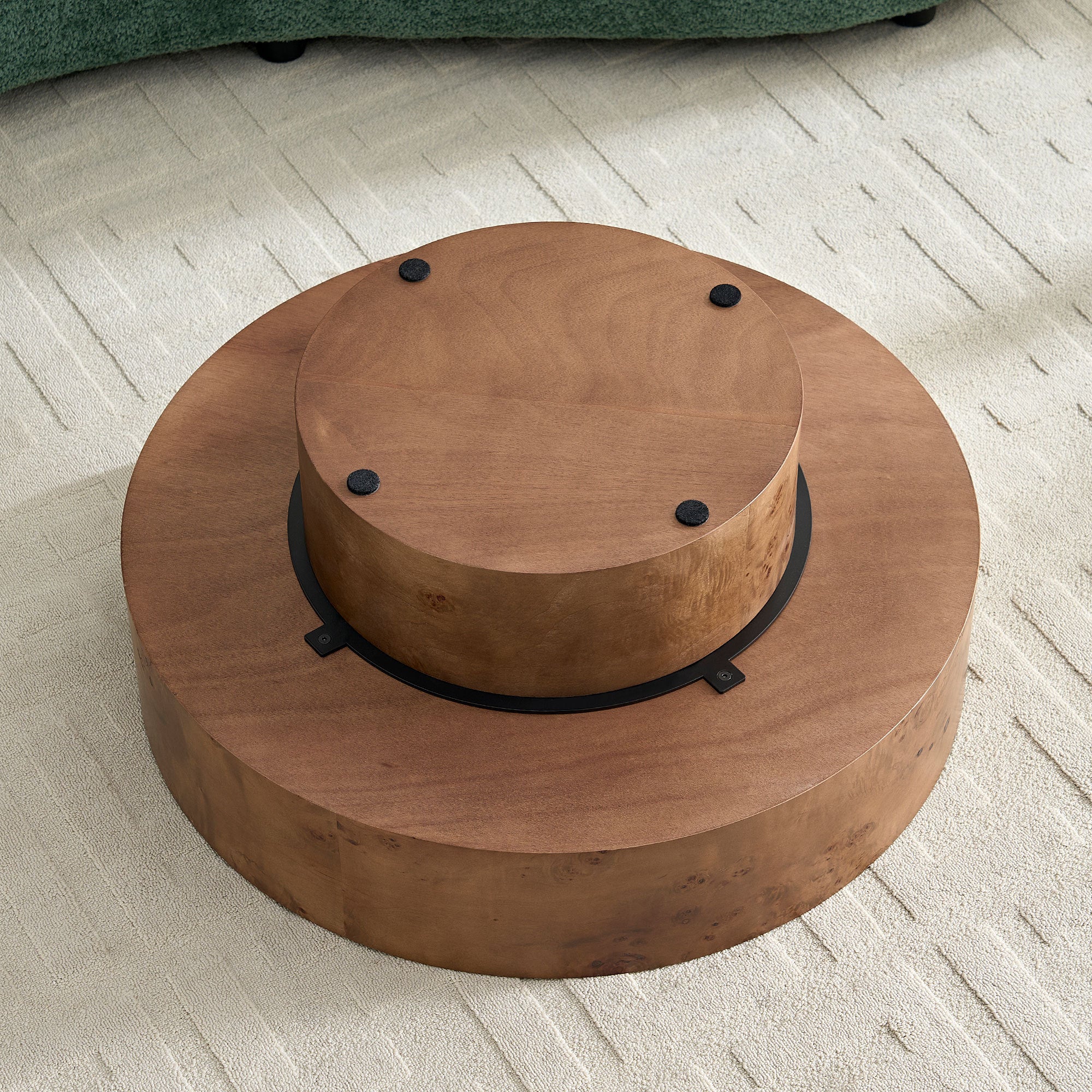 31.49'' Burl Wood Veneer Round Coffee Table