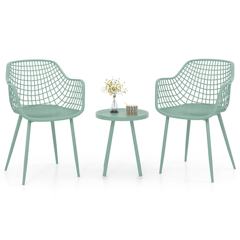3 Piece Patio Chair Set with PP Seat and Tabletop for Porch