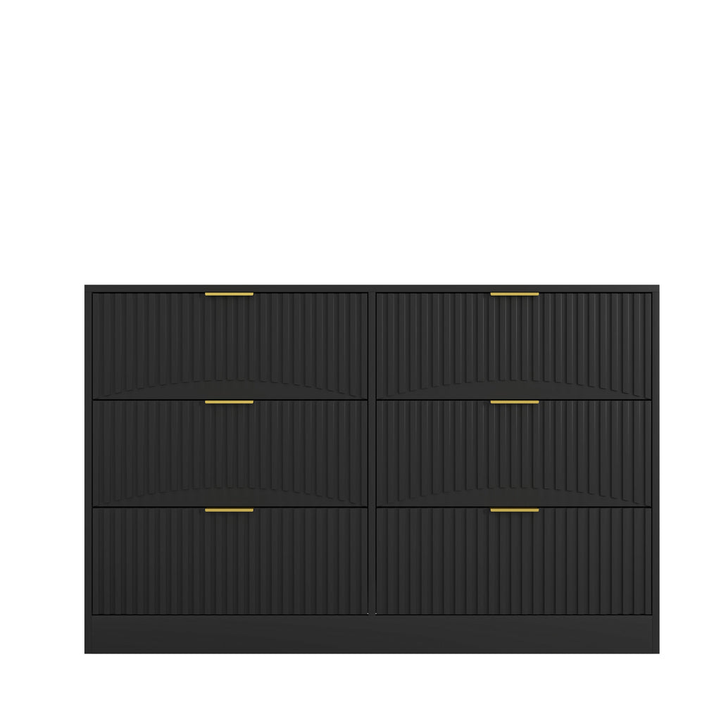 Dresser Modern 6-Drawer Black Particle Board 47.2x15.74x30.3 In
