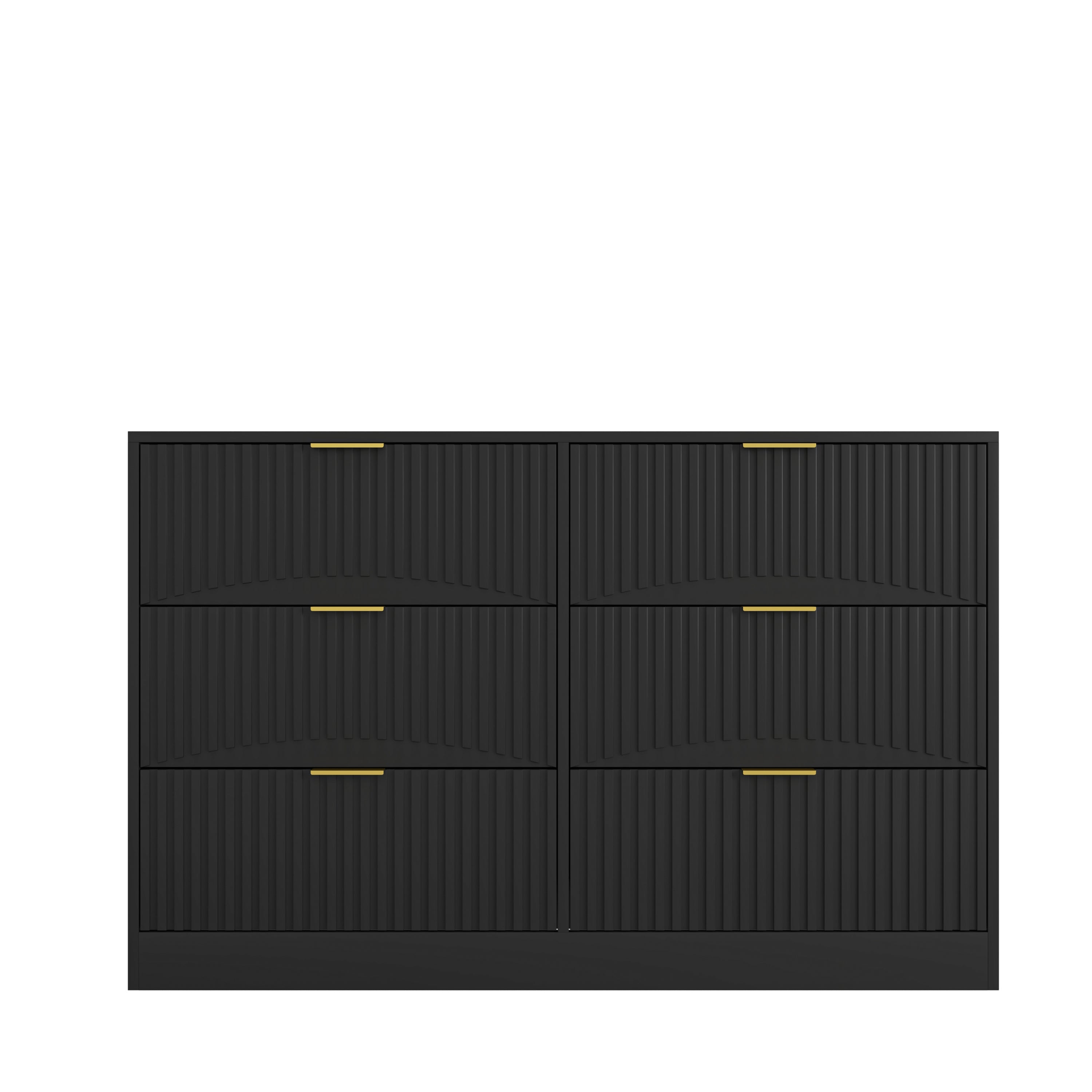 Dresser Modern 6-Drawer Black Particle Board 47.2x15.74x30.3 In