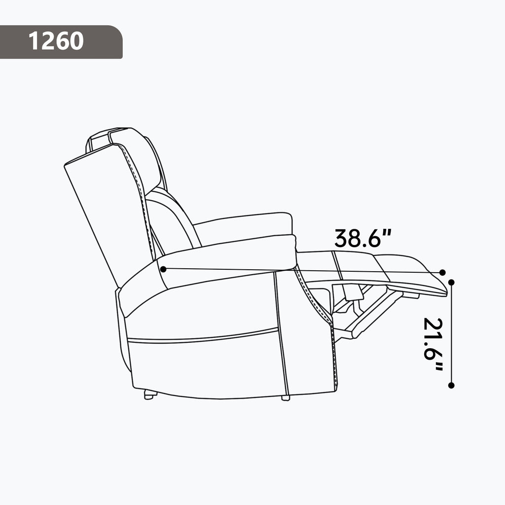Recliner Chair Manual Faux Leather Gray Heat Massage 155 Degree 8 Nodes