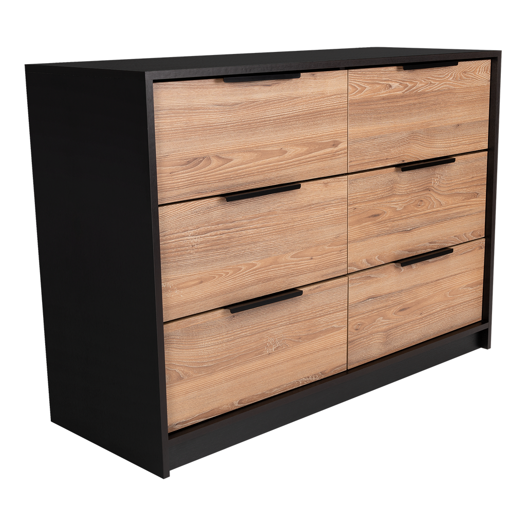 Dresser Modern 4-Drawer Pine Particle Board Black Handles Set of 2 42.1 In
