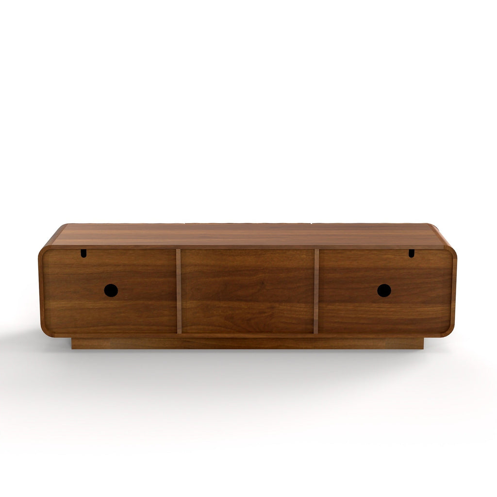 TV Stand Spiral Wave Walnut MDF Floating Base Fits 60 In TV 58.3 In