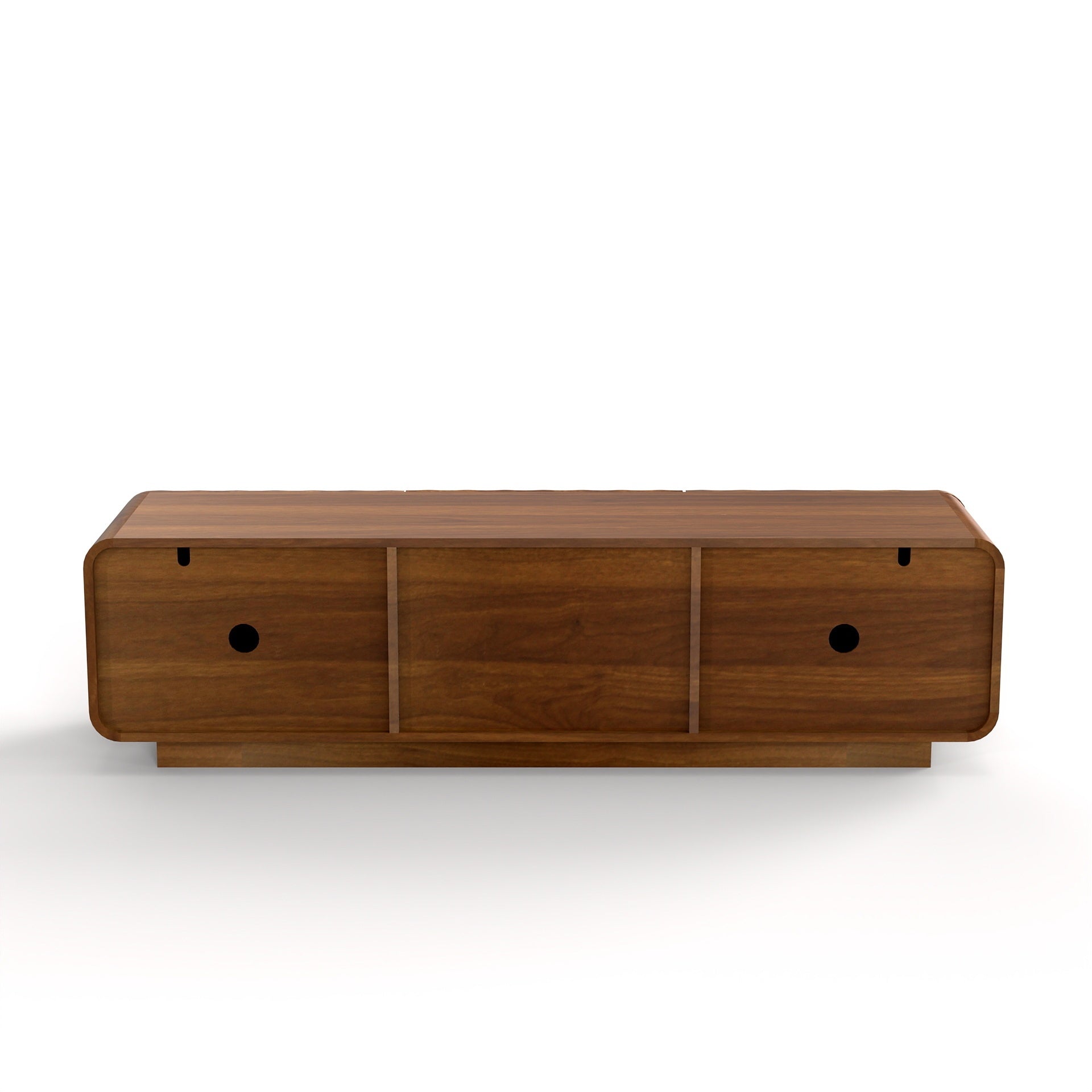 TV Stand Spiral Wave Walnut MDF Floating Base Fits 60 In TV 58.3 In