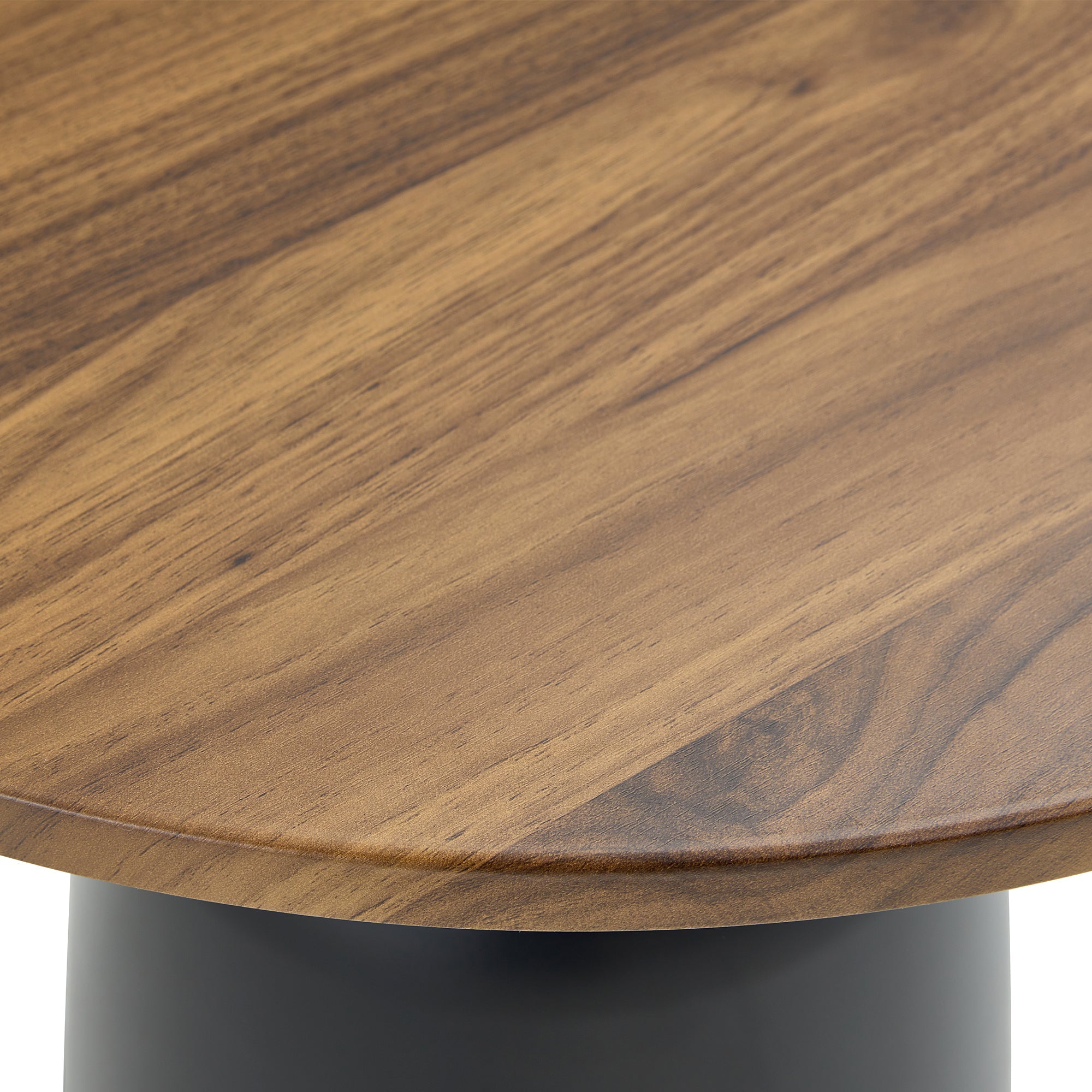 23.6 in Round Side Table, Metal Base, Walnut Wood Grain, Living Room Office