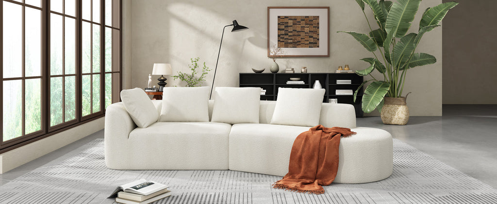 Sectional Sofa Modern Curved Pearl Upholstery 2-piece Right-Hand Chaise