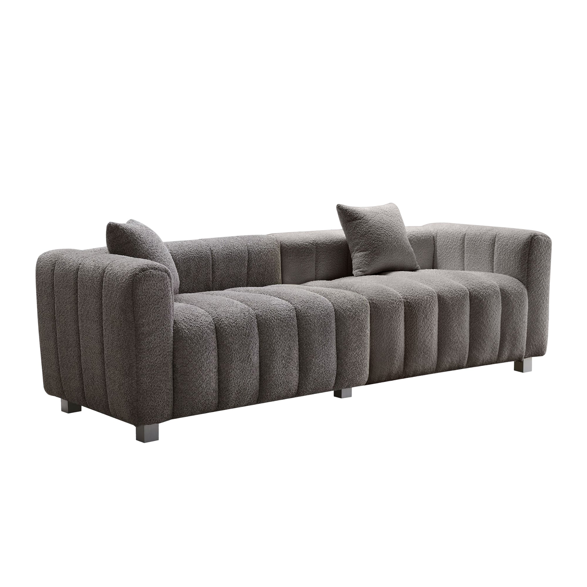 Sofa Modern Bubble Velvet Upholstered with Metal Base Legs 3 Seater