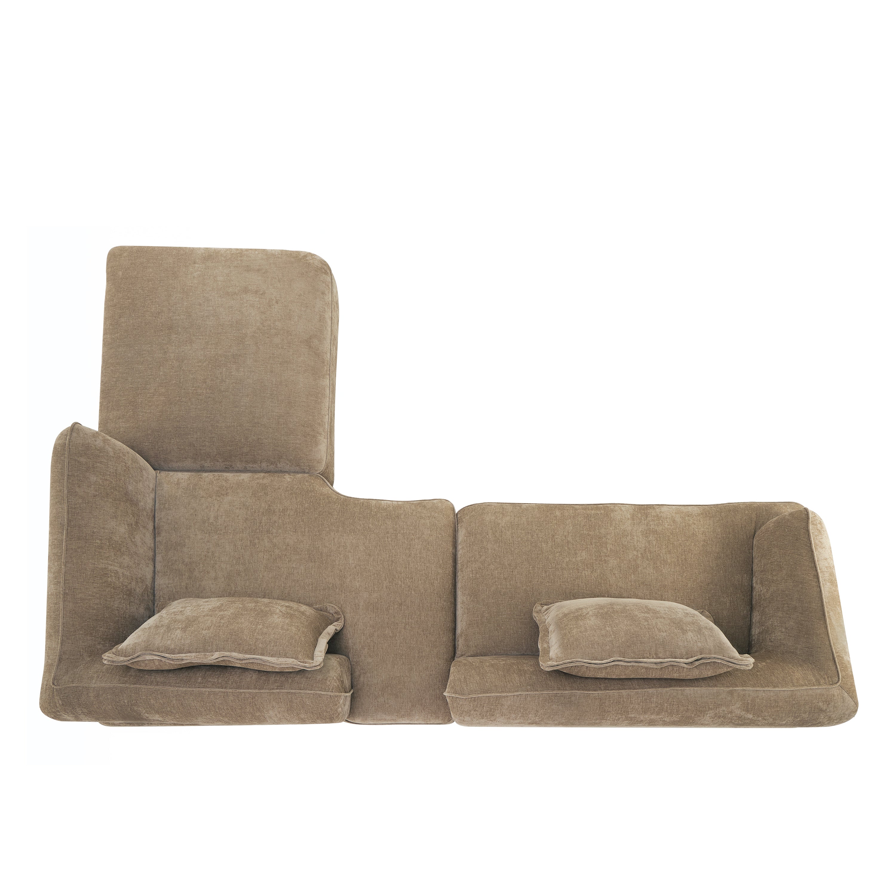 Sectional Sofa L-Shape Deep Seat Polyester Off-White 4 Seat 122 In