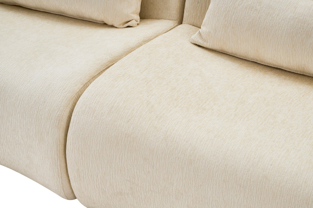 Sofa Curved White 3 Seater with Anti Slip No Assembly Chaise