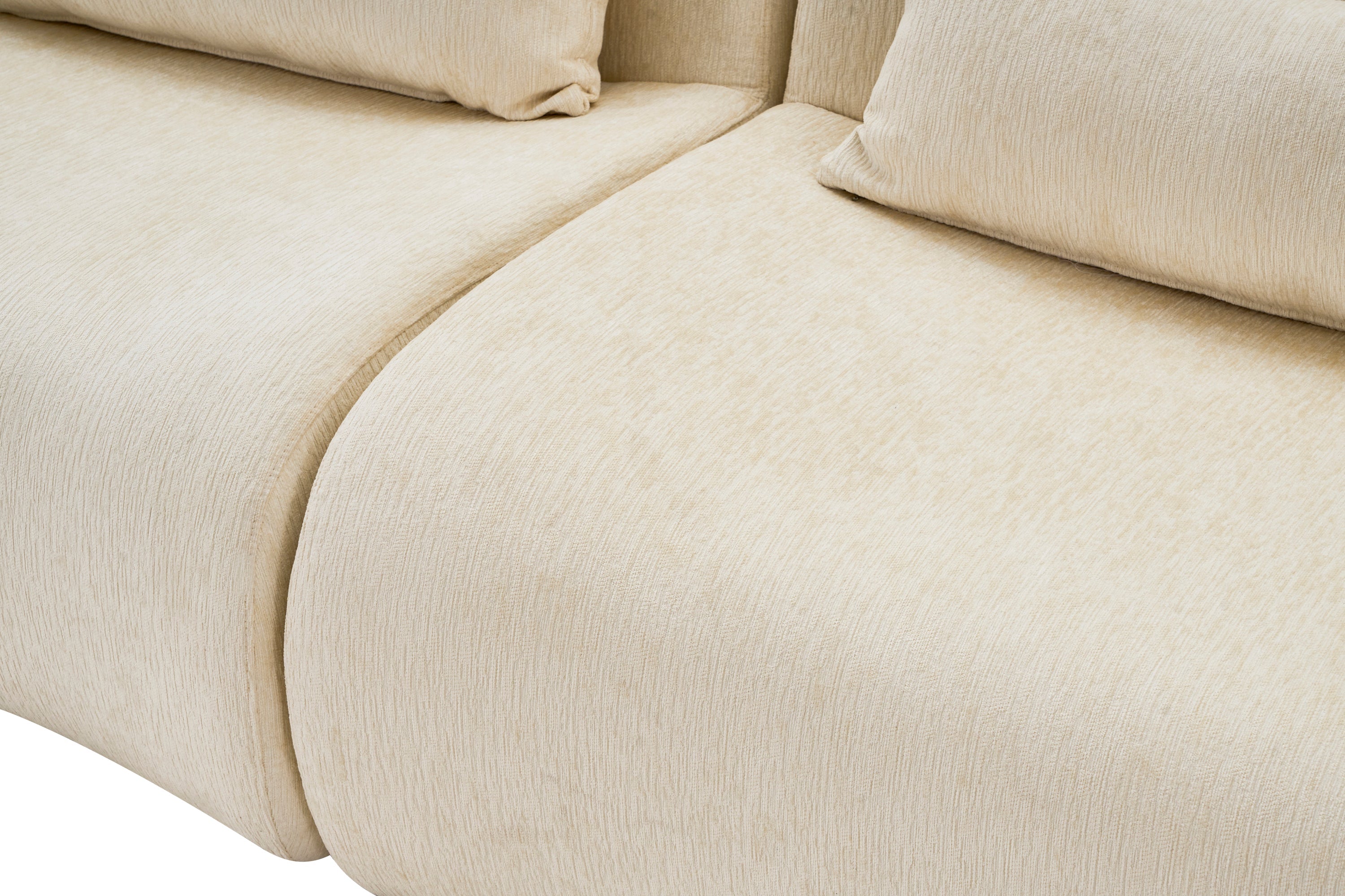 Sofa Curved White 3 Seater with Anti Slip No Assembly Chaise