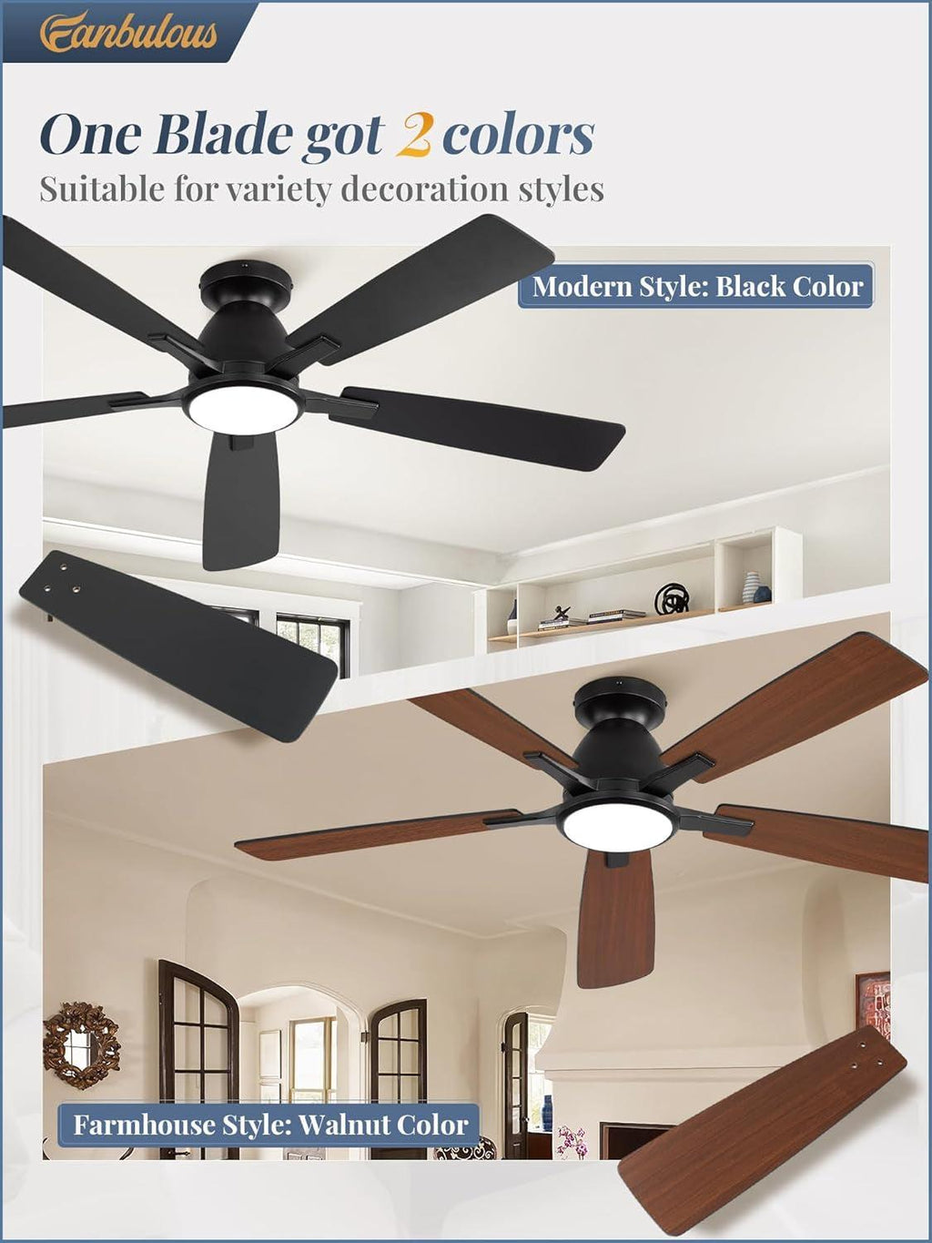52 Inch Ceiling Fan With Lights Remote App Control