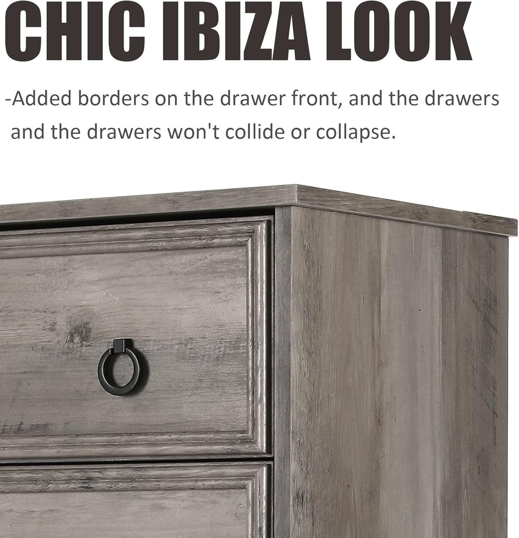 Gray 4 Drawer Dresser With ModernArchitectural Storage