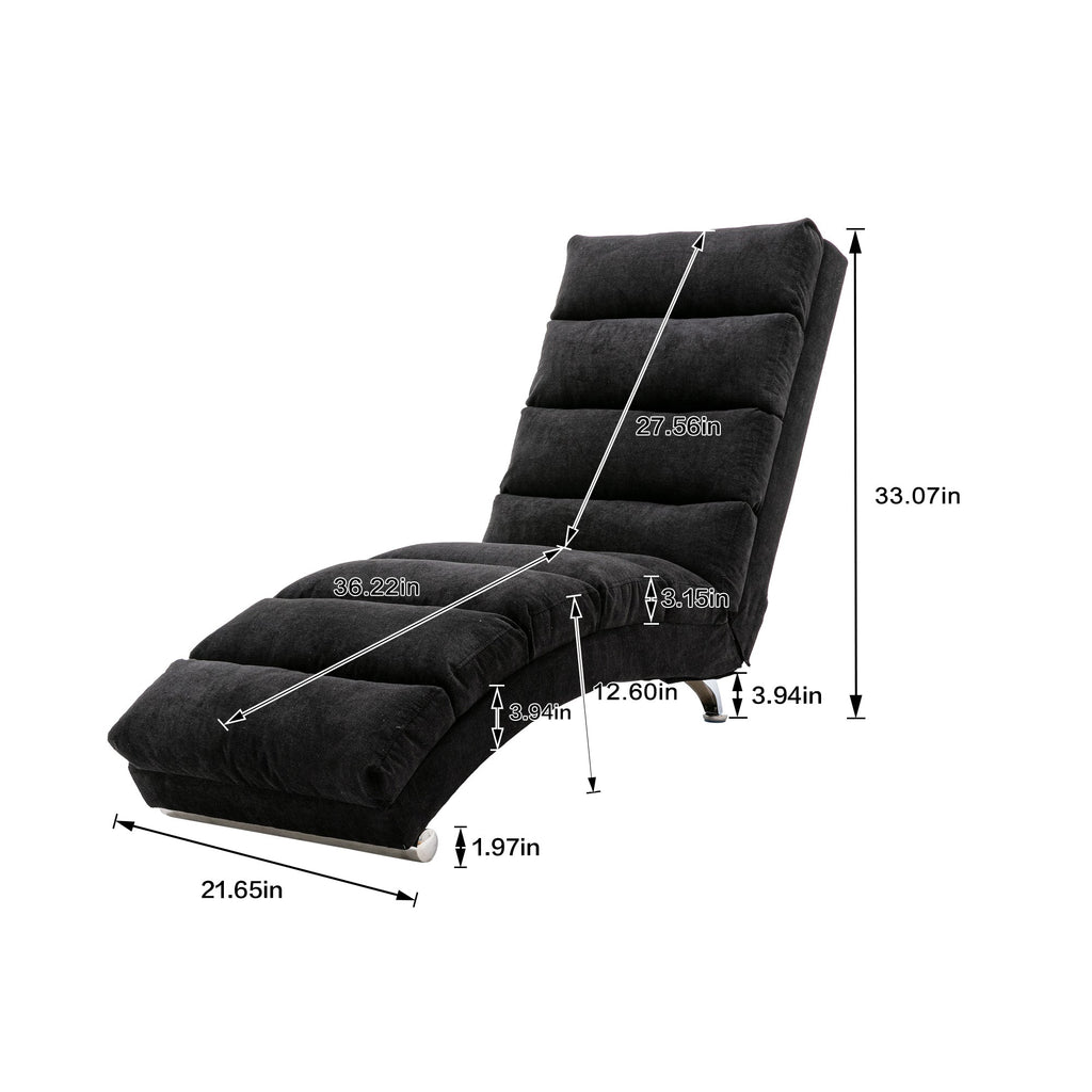 Luxury Upholstered Chaise Lounge, Vibration Relaxation, Fixed Back Recliner