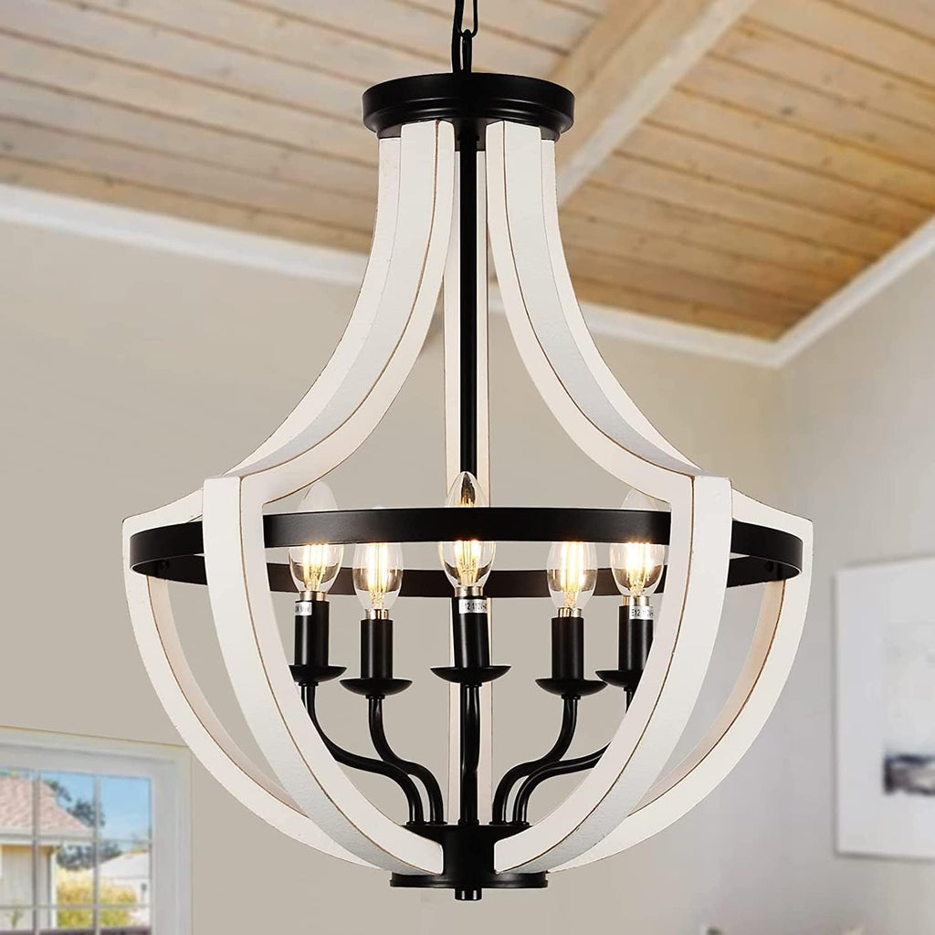Modern White Solid Wood Chandelier
