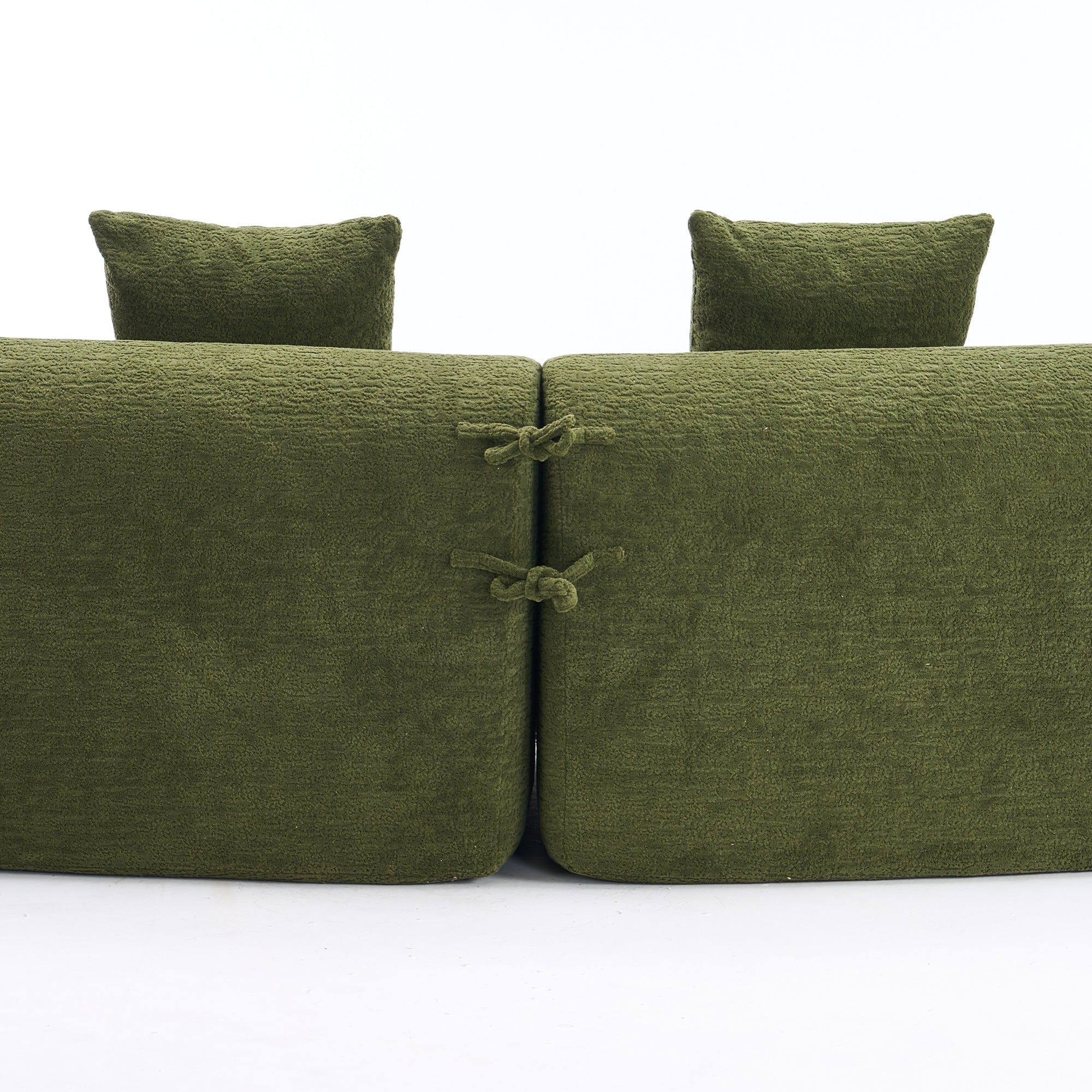 Full Compression Sponge Sofa Forest Green Curved Modular Sectional, Chenille Upholstery, 110''L