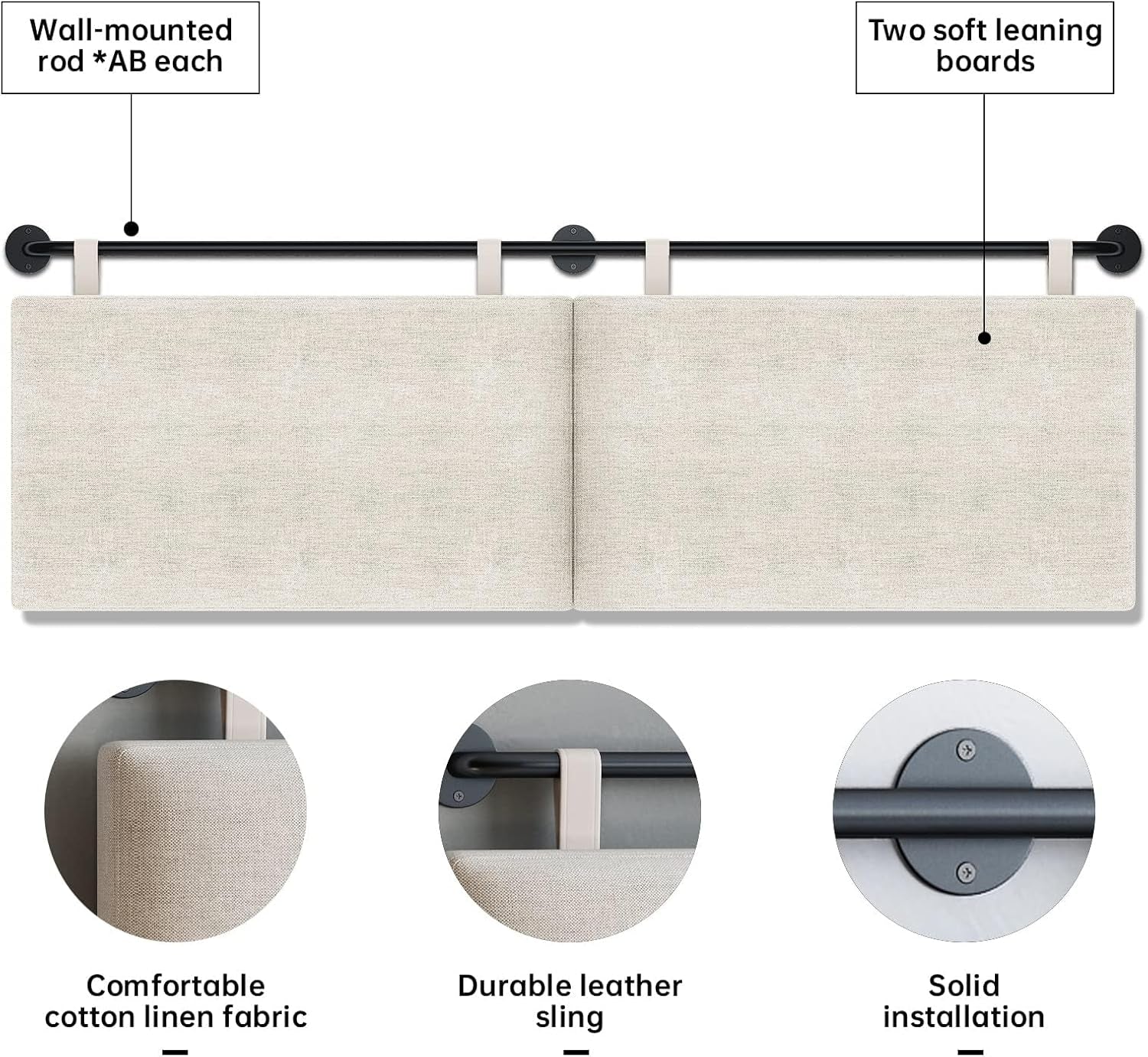 Adjustable Wall Mounted King Size Headboard with Tufting
