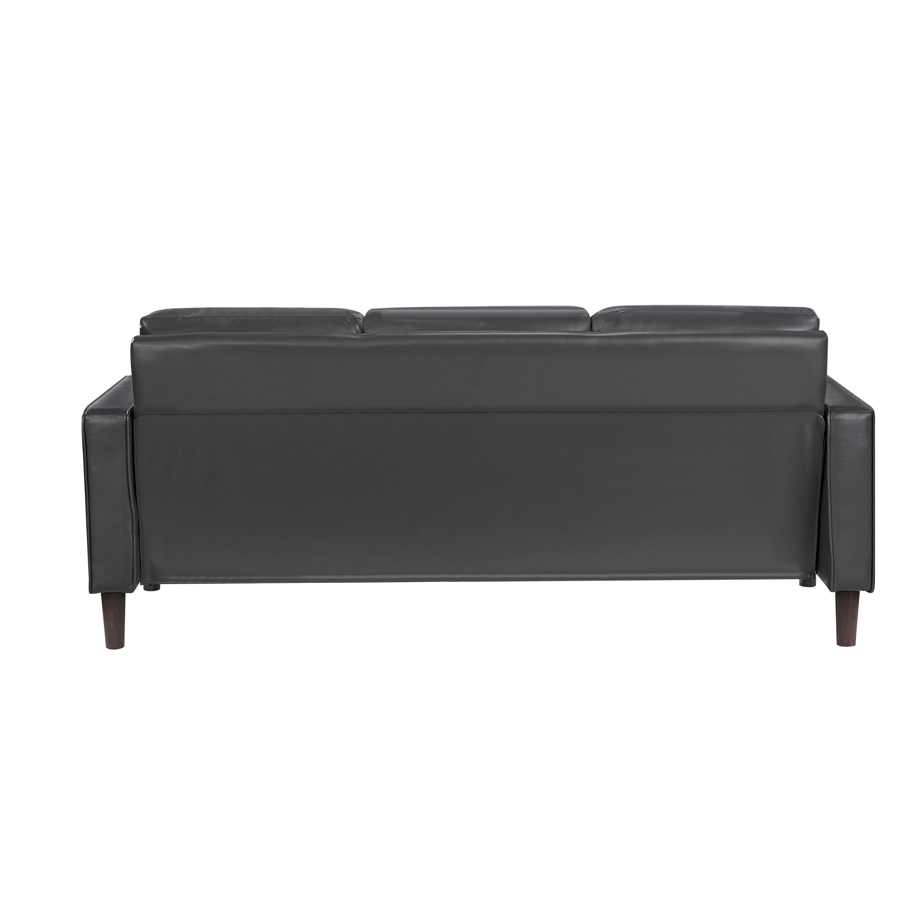Modern Style Dark Gray Faux Leather Upholstered 3-Seater Sofa Couch Comfortable Cushion Back Seat Solid Wood Living Room Furniture 1pc