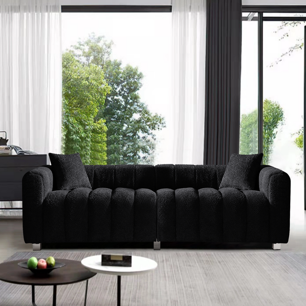 Sofa Bubble Velvet Modern 83 Inch with 2 Pillows