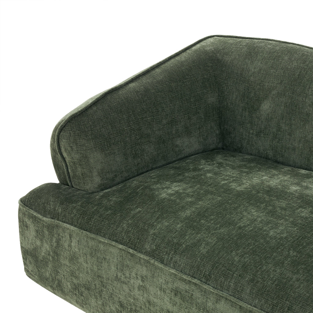 Sectional Sofa L-Shape Deep Seat Polyester Green 4 Seat 121 In