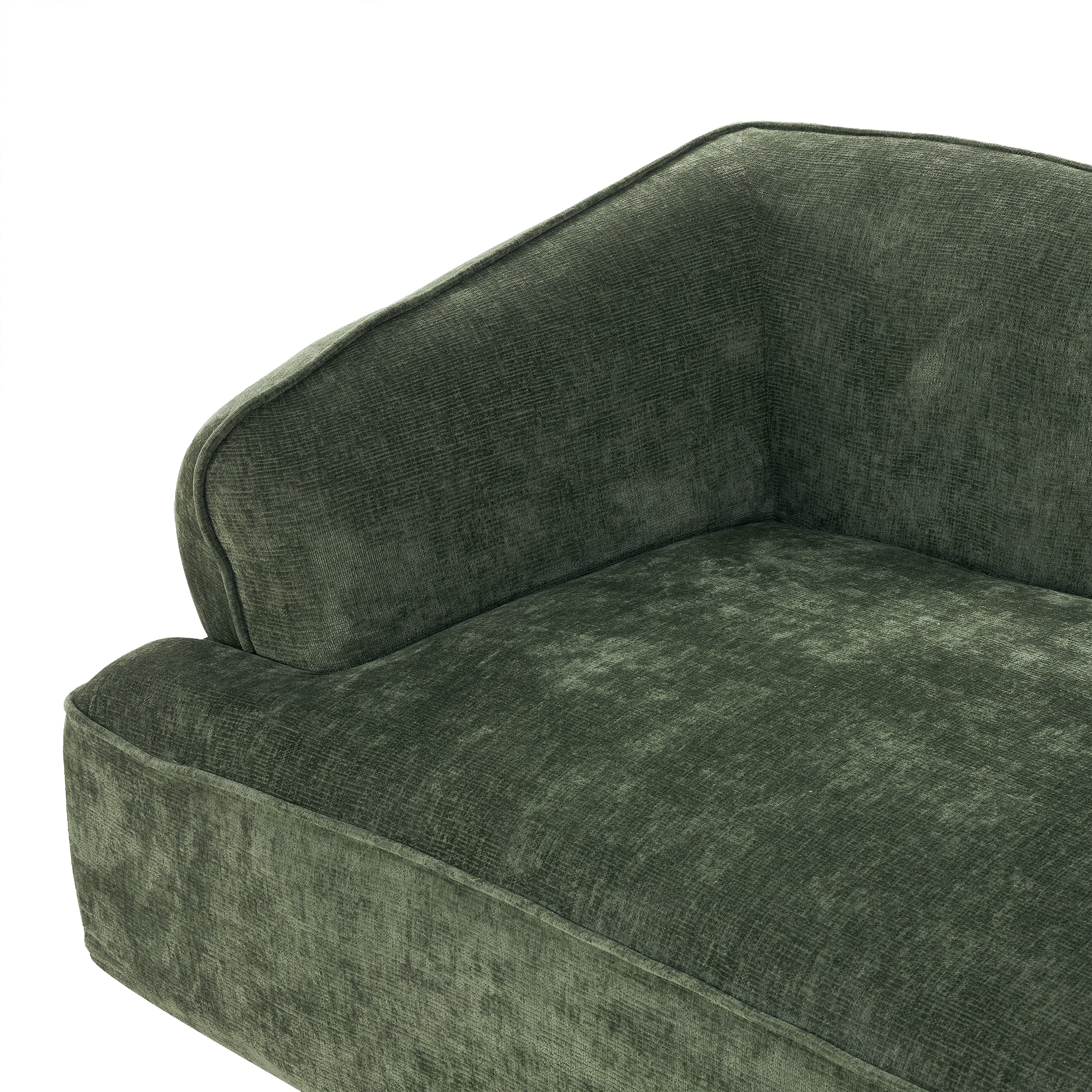 Sectional Sofa L-Shape Deep Seat Polyester Green 4 Seat 121 In