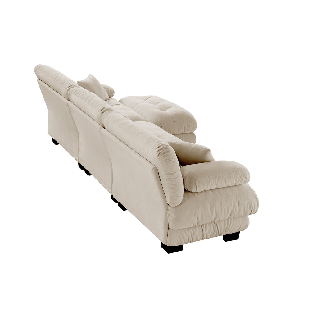 Sectional Sofa L-Shaped Chenille Light Coffee Convertible Ottoman