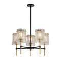 Chandelier 5-Light Black Gold Farmhouse Textured Glass Pendant Modern